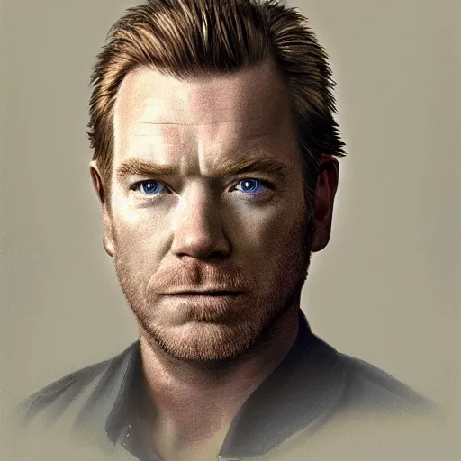 Image similar to ewan mcgregor, digital painting, hyperdetailed, volumetric lighting, sharp focus, portrait, intricate