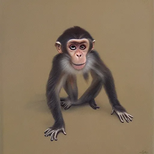 Image similar to a painting by jean - pierre arboleda of a monkey.