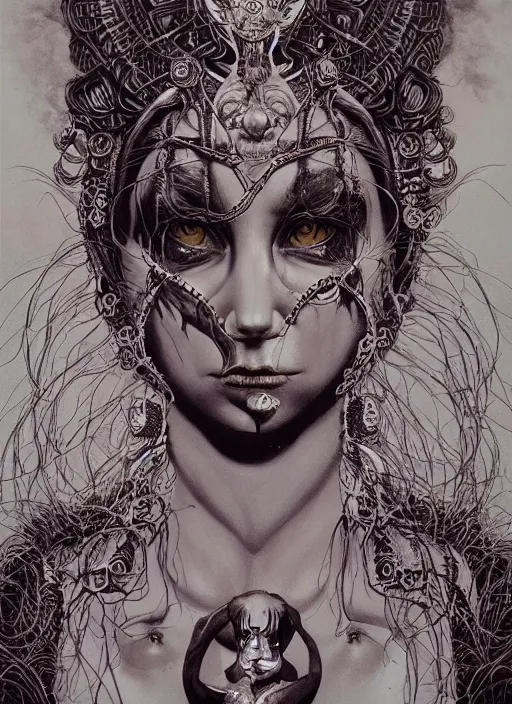 Image similar to Hel goddess painting by Dan Hillier, trending on artstation, artstationHD, artstationHQ, 4k, 8k