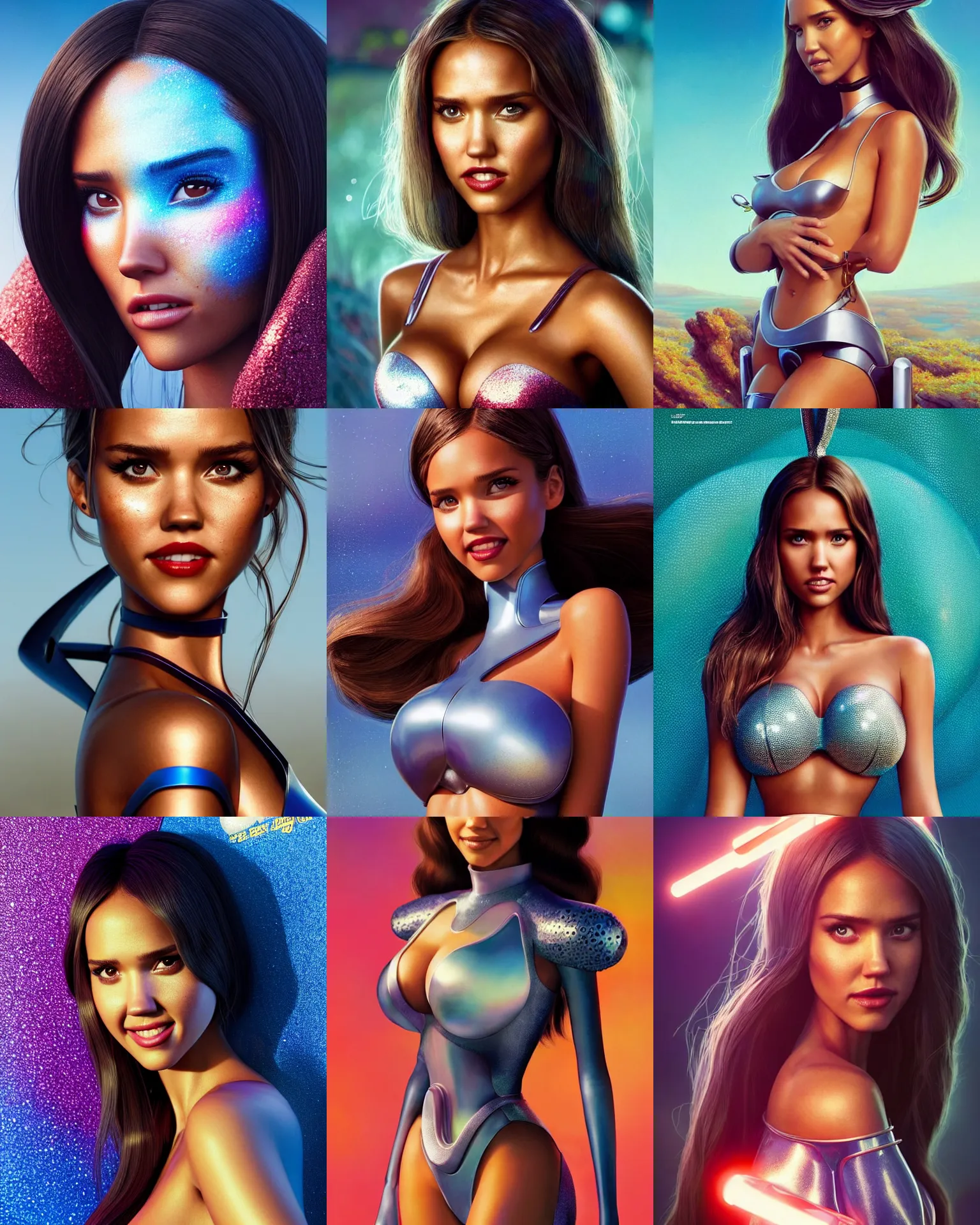 Prompt: disney pixar movie still portrait photo of jessica alba, adriana lima : : as bunnygirl cyborg woman by weta : : by greg rutkowski, wlop, ilya kuvshinov, rossdraws, artgerm, leeloo, rave makeup, maxim magazine cover, unreal engine, sweaty, glitter, pearlescent, morning, anime, : :