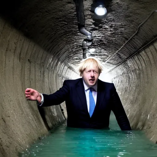 Image similar to photo of boris johnson lost in the sewers