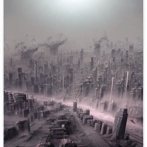 Prompt: the sandstorm of eurythronemia. a fascinating cg illustration of an illustrious modern city made of silver that is about to be overtaken by a massive sandstorm. cg society, jan urschel and neil blevins, ultra realistic, 5 0 mm. poster by wayne barlowe