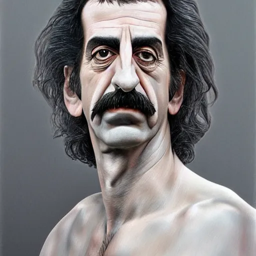 Prompt: Caricature portraits done of Frank Zappa, realistic, hyperrealistic, very realistic, highly detailed, very detailed, extremely detailed, detailed, oil painting, digital art, trending on artstation