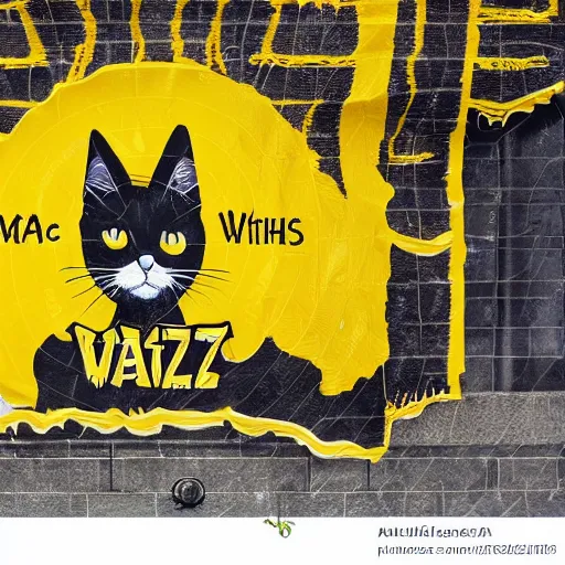 Image similar to a meeting of cat wizards dressed in yellow raincoats. A banner that reads Wiz Biz only, Fools adorns the back wall. Hypermaximalistic, hyper detailed 4k resolution photo realistic