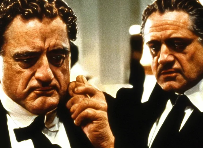 Prompt: film still of John Goodman!! as Vito Corleone in The Godfather 1972