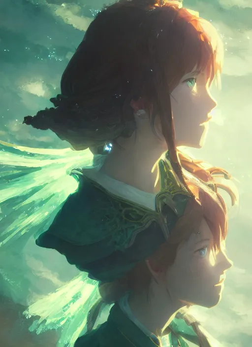 Image similar to a portrait of the emerald herald, intricate, tone mapped, ambient lighting, highly detailed, digital painting, concept art, sharp focus, by makoto shinkai and akihiko yoshida and hidari and wlop