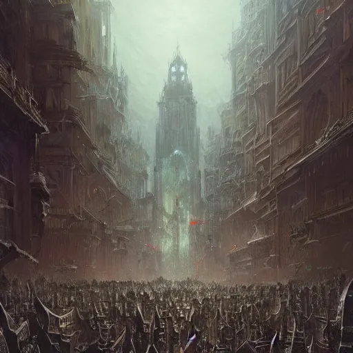 Prompt: a hoard of the dead about to take over a city, ultra detailed, fantasy illustration, by greg rutkowski