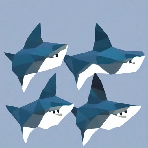 Image similar to low poly art sharks
