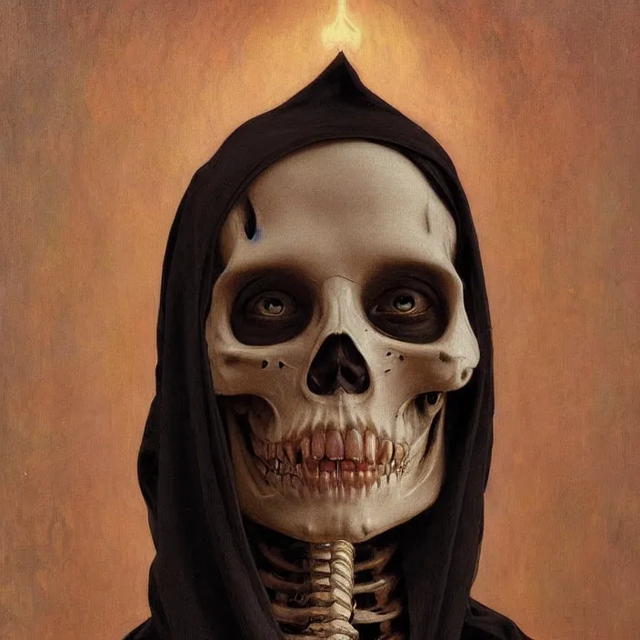 Image similar to A portrait of A Skeleton Nun by Ross Tran!!! and alphonse mucha and greg rutkowski! and Gustave Doré!! and Zdzisław Beksiński!,In style of Impressionism.Symmetry.Highly detailed face.Fantasy,smooth,hyper detailed,sharp focus,Soft light.trending on artstation.oil on canvas