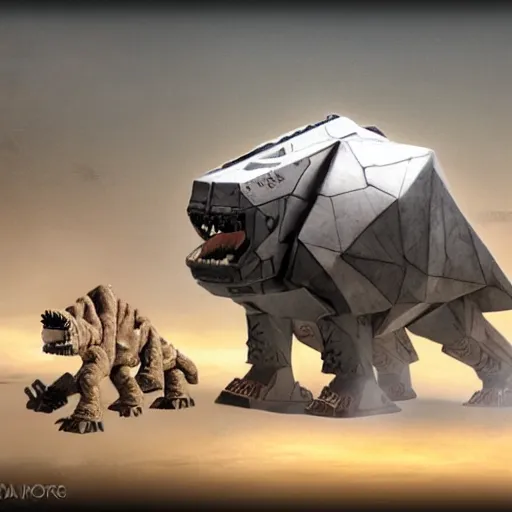 Prompt: a fusion between the tarrasque and an AT-AT, flat grey color, CG