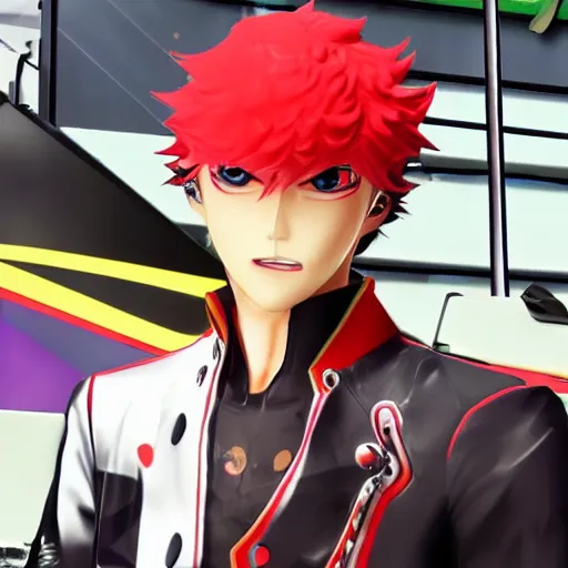 Prompt: ryuji from persona 5 at mcdonald's, highly detailed, anime