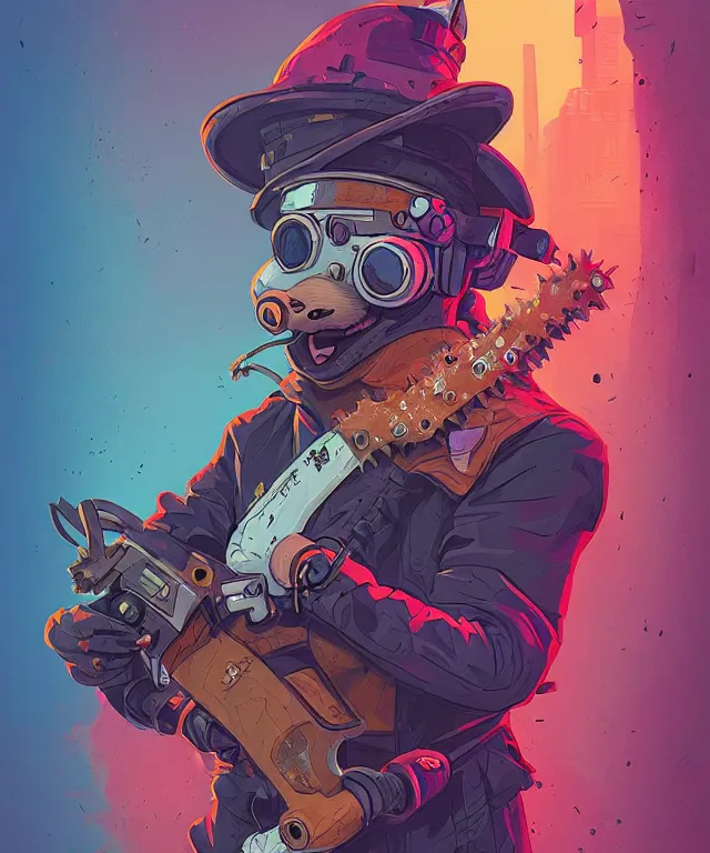 Prompt: a portrait of an anthropomorphic cyberpunk corgi holding a chainsaw, fantasy, elegant, digital painting, artstation, concept art, matte, sharp focus, illustration, art by josan gonzalez