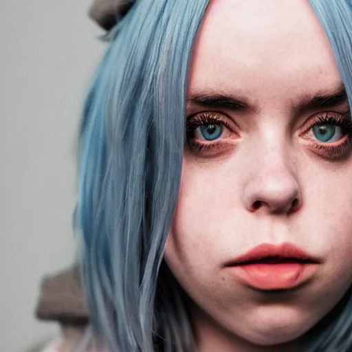 Image similar to Portrait of Billie Eilish, XF IQ4, 150MP, 50mm, F1.4, ISO 200, 1/160s, natural light, Adobe Lightroom, photolab, Affinity Photo, PhotoDirector 365