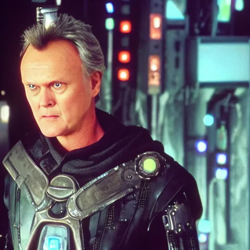 Image similar to Anthony Head as Cyberpunk Uther