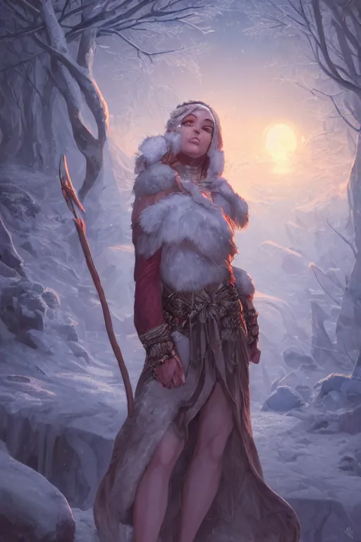 Image similar to goddess of the winter twilight, highly detailed, digital painting, artstation, concept art, smooth, sharp focus, illustration, unreal engine 5, 8 k, art by artgerm and greg rutkowski laura sava and edgar maxence