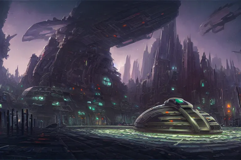 Image similar to Gigantic Metropolis Starship by Andreas Rocha