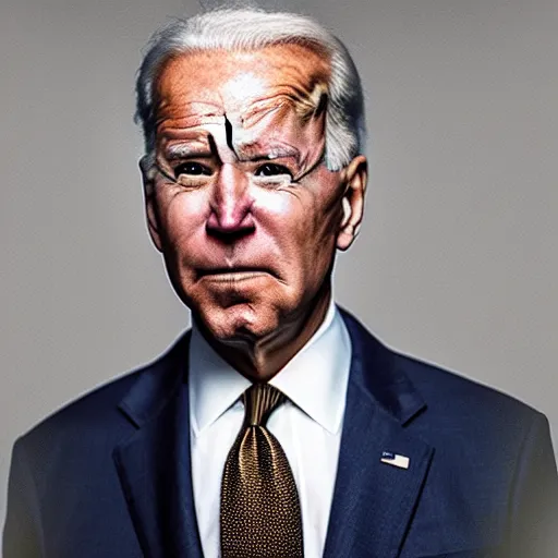 Prompt: uhd candid photo of joe biden wearing a real muzzle, with accurate face, uhd, studio lighting, correct face, photo by annie leibovitz