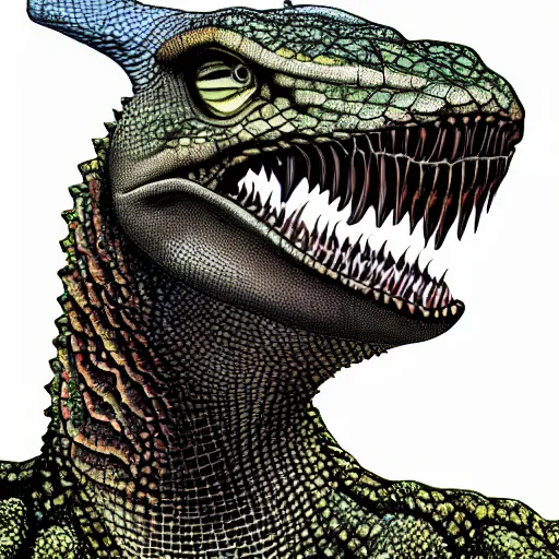 Image similar to portrait of a representative of a high - tech race of reptile from another galaxy, highly detailed, realistic, sharp focus