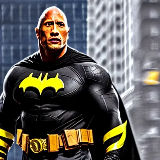 Image similar to Dwayne Johnson as Spiderbatman , an film still