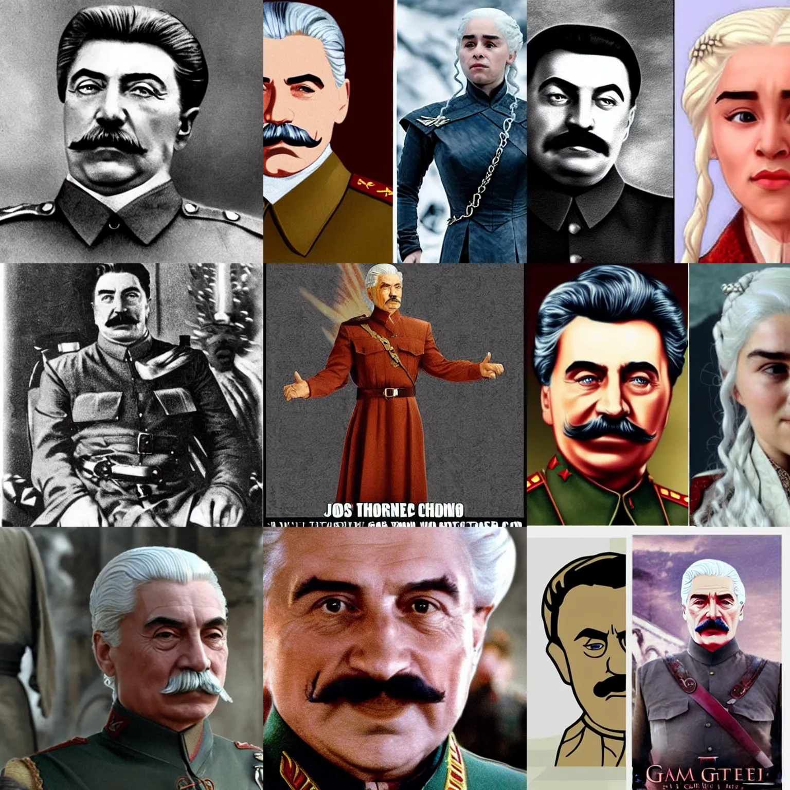 Prompt: joseph stalin as daenerys targaryen in game of thrones