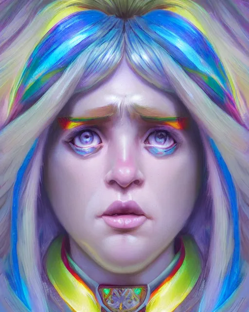 Image similar to rainbow brite portrait | highly detailed | very intricate | symmetrical | whimsical and magical | soft cinematic lighting | award - winning | closeup portrait | doll | painted by donato giancola and mandy jurgens and ross tran | pastel color palette | featured on artstation