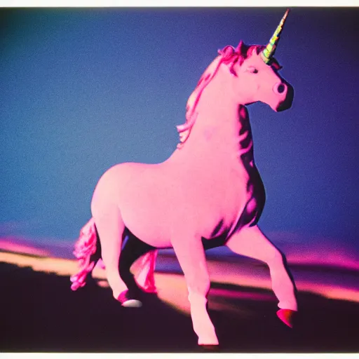 Image similar to andy warhol riding a pink unicorn in space, cinestill 8 0 0 t, award winning photograph