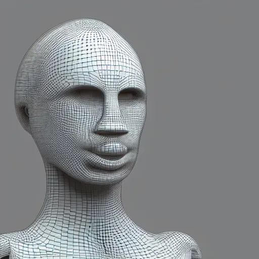 Prompt: AI as a humanoid, 3D render