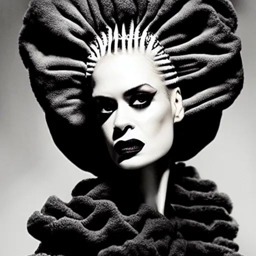 Image similar to bride of frankenstein, steven meisel photography