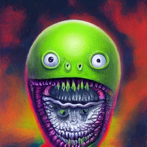 Image similar to a tennis ball monster alien, digital art, fantasy, magic, chalk, trending on artstation, ultra detailed, professional illustration by basil gogos