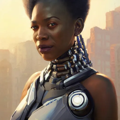 Image similar to highly detailed an african american woman in with the ironman random suit from the future gta v, stephen bliss, unreal engine, fantasy art by greg rutkowski, loish, rhads, ferdinand knab, makoto shinkai and lois van baarle, ilya kuvshinov, rossdraws, tom bagshaw, global illumination, radiant light, detailed and intricate environment