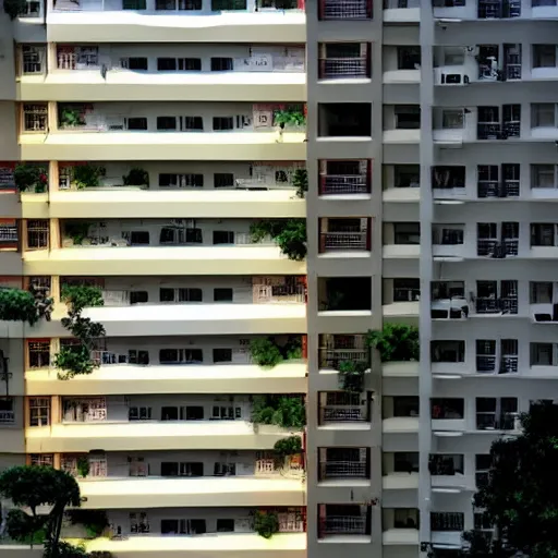 Prompt: a singaporean hdb flat, by satoshi kon