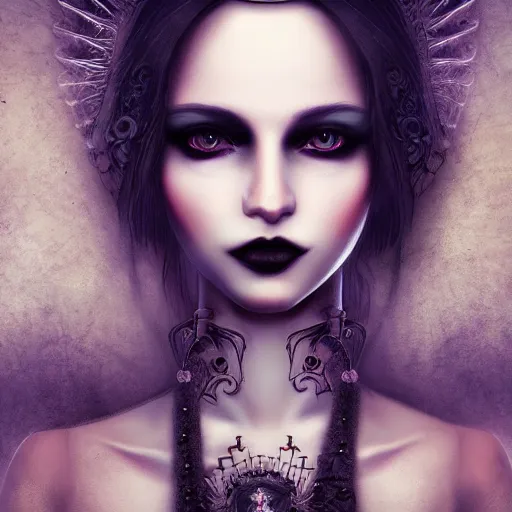 Image similar to full length portrait of a woman with timeless beauty & breathtaking eyes dressed in gothic attire, intricate digital art, elegant, DSLR 8K, biblical art, realism, incomprehensible detail, final fantasy & silent hill aesthetic, photorealistic, lifelike, created by z--ed on deviantart