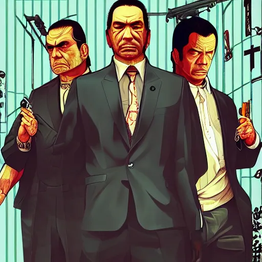 Prompt: grand theft auto v artwork of tokyo yakuza