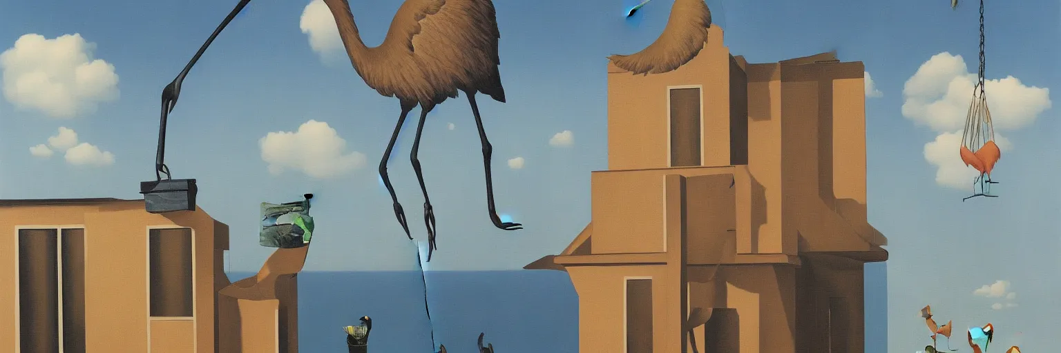 Image similar to crane painting magritte