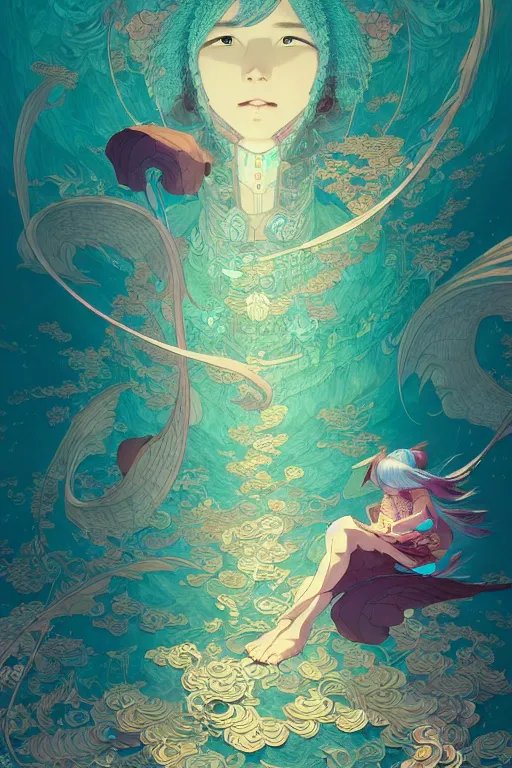 Image similar to a beautiful hyperdetailed character design 4 k wallpaper illustration of cyan dragon victo ngai, from china, style of studio ghibli, makoto shinkai, raphael lacoste, louis comfort tiffany, denoise, deblurring, artgerm, xision, james jean, ross tran, chinese style