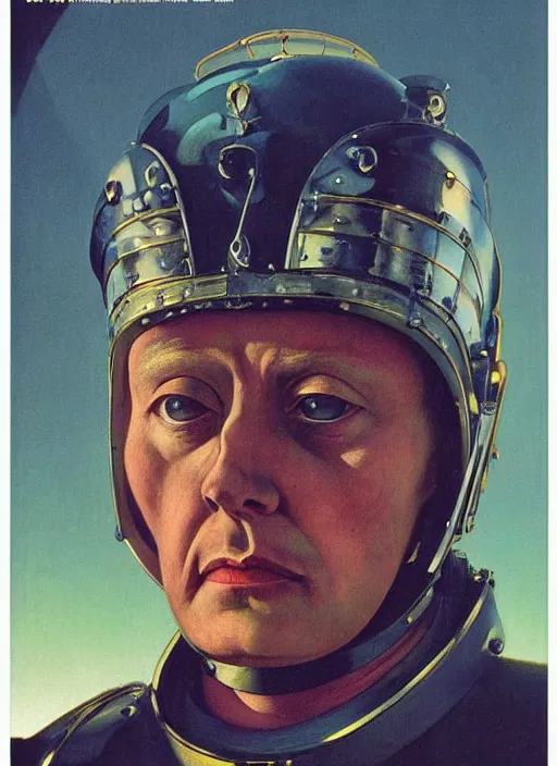 Image similar to beautiful extreme closeup portrait photo in style of frontiers in Helmets of Emperor Charles V the Wise science fashion magazine September retrofuturism edition, highly detailed, soft lighting, elegant , 35mm , Edward Hopper and James Gilleard, Zdzislaw Beksinski, Steven Outram, highly detailed