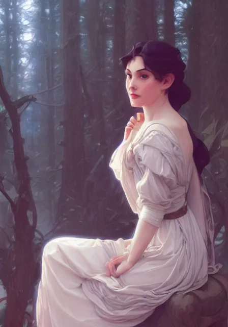 Image similar to snow white, intricate, elegant, highly detailed, digital painting, artstation, concept art, smooth, sharp focus, illustration, art by artgerm and greg rutkowski and alphonse mucha and william - adolphe bouguereau