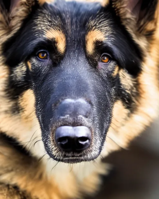 Image similar to closeup portrait photograph of a happy german shepherd