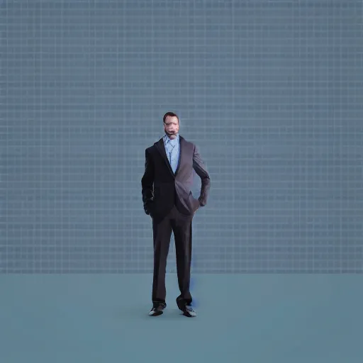 Prompt: photoshop template, man in suite without face standing before a green screen