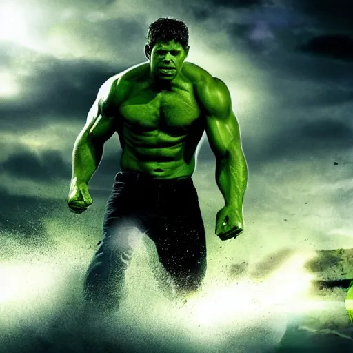 Image similar to if Paul Walker was the hulk, cinematic, epic, cool, photo realistic, 4k, high detail