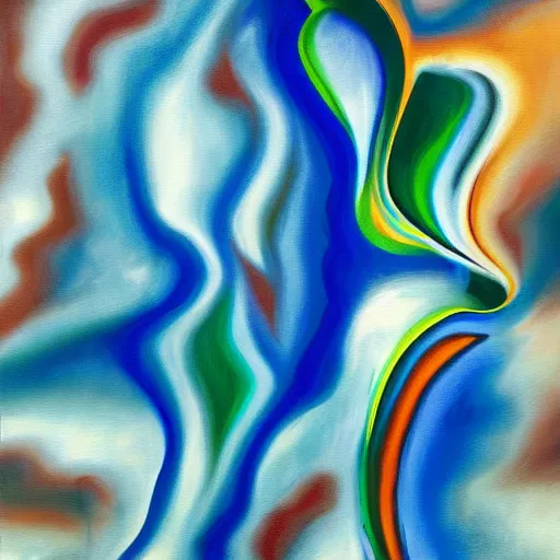 Image similar to A surreal wave of paint made of the soul of abstract cubism, 8k, painting, ultra realistic