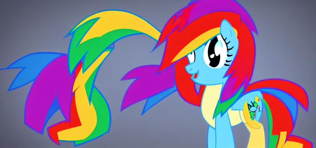 Prompt: rainbow dash, mlp, cartoon