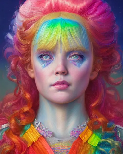 Image similar to rainbow brite portrait | highly detailed | very intricate | symmetrical | whimsical and magical | soft cinematic lighting | award - winning | closeup portrait | doll | painted by donato giancola and mandy jurgens and ross tran | pastel color palette | featured on artstation