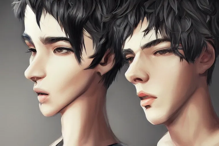 Prompt: black short hair boy, trending on artstation, intricate details, alluring, masterpiece