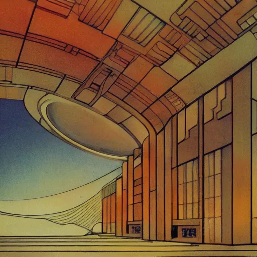 Prompt: Liminal space in outer space by Frank Lloyd Wright