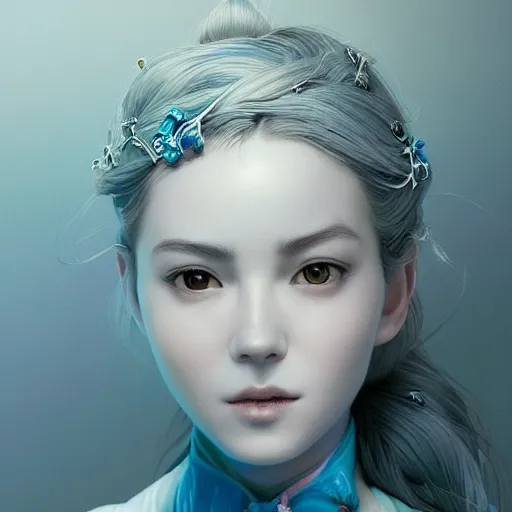 Image similar to the portrait of a blueberry that resembles an absurdly beautiful, graceful, elegant, sophisticated irene girl, an ultrafine hyperdetailed illustration by kim jung gi, irakli nadar, intricate linework, bright colors, octopath traveler, final fantasy, unreal engine 5 highly rendered, global illumination, radiant light, detailed and intricate environment