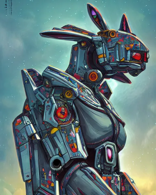 Prompt: mecha rabbit in wonderland, highly detailed, concept art, scifi, bizarre, abstract, colorful, sharp focus, trending on artstation, intricate, atmosphere, art by roman makarenko, dzung phung dinh