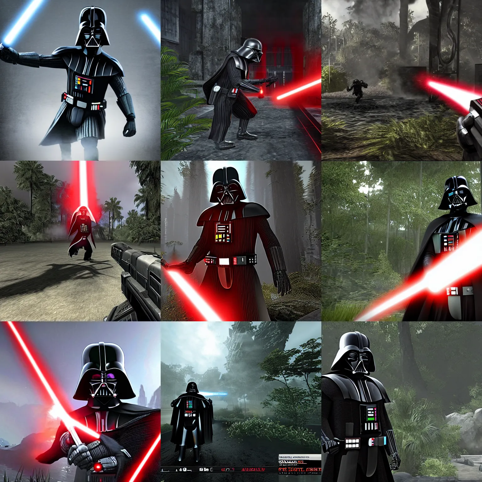 Prompt: darth vader, screenshot from the game'crysis'