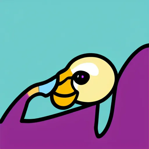 Prompt: icon of a duckrabbit, half duck half bunny, flat color, teal background