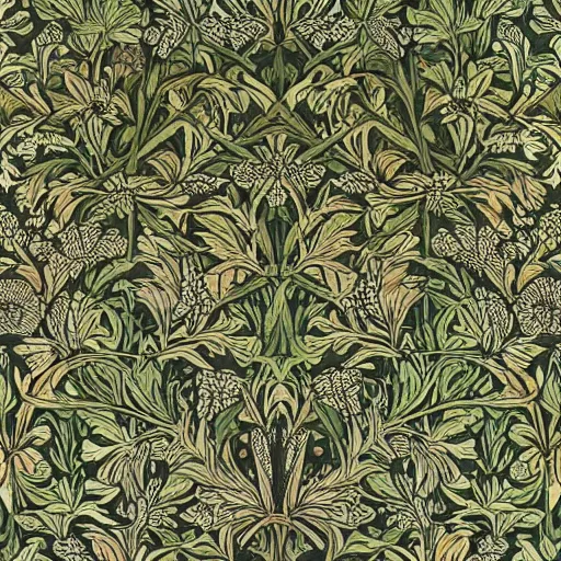 Image similar to william morris wallpaper, pepe the frog